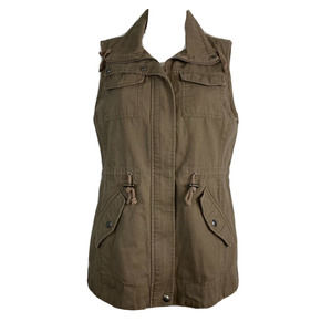 Sebby Vest Womens Sz Small Military Green Utility Vest Cotton Pockets